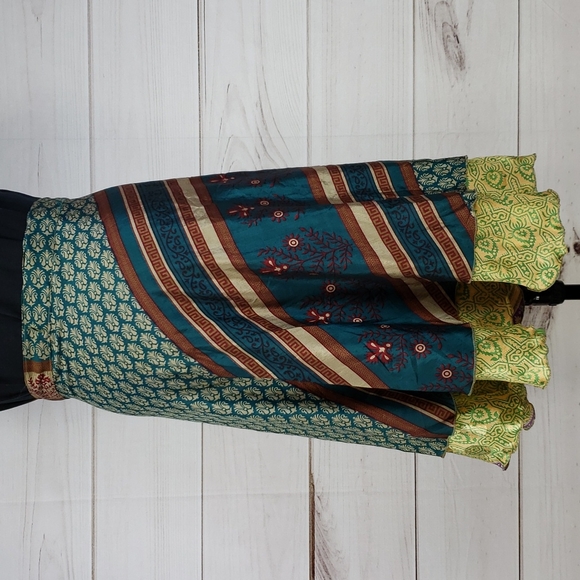 Darn Good Yarn Sari Silk Wrap Skirt Tea XL/Plus - Picture 2 of 16